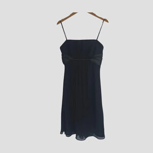 Alfred Angelo Black Spaghetti Strap Twisted Bodice Formal Cocktail Dress Size SM